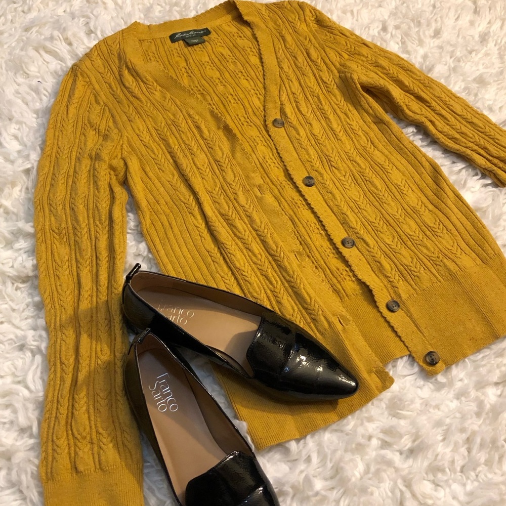 Mustard Yellow Cable Knit Cardigan
